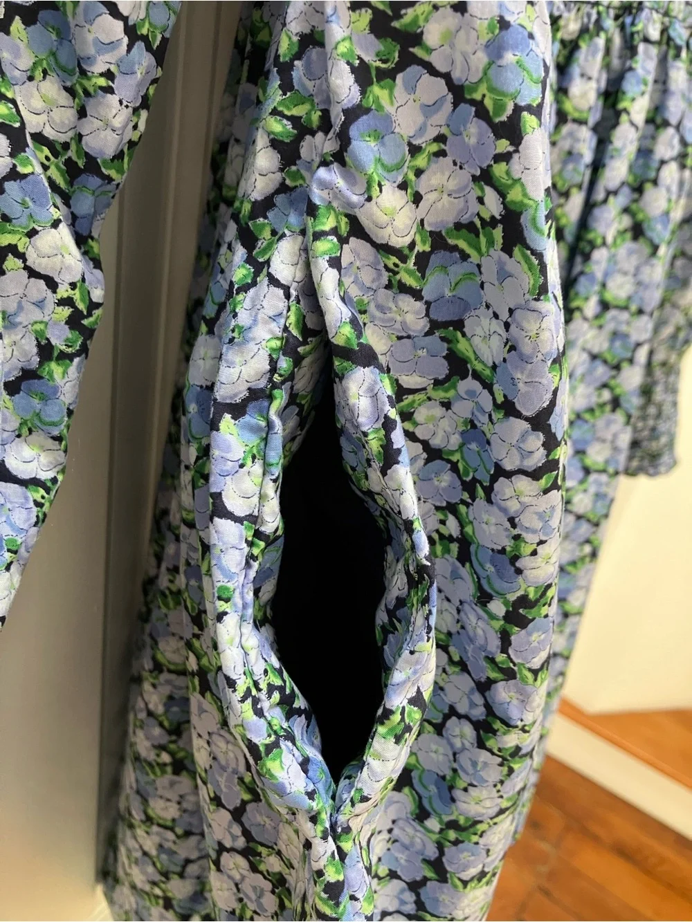Hill House Home Norah Dress Mini Long Sleeve Floral Blue Pansy Print Large - Picture 11 of 13